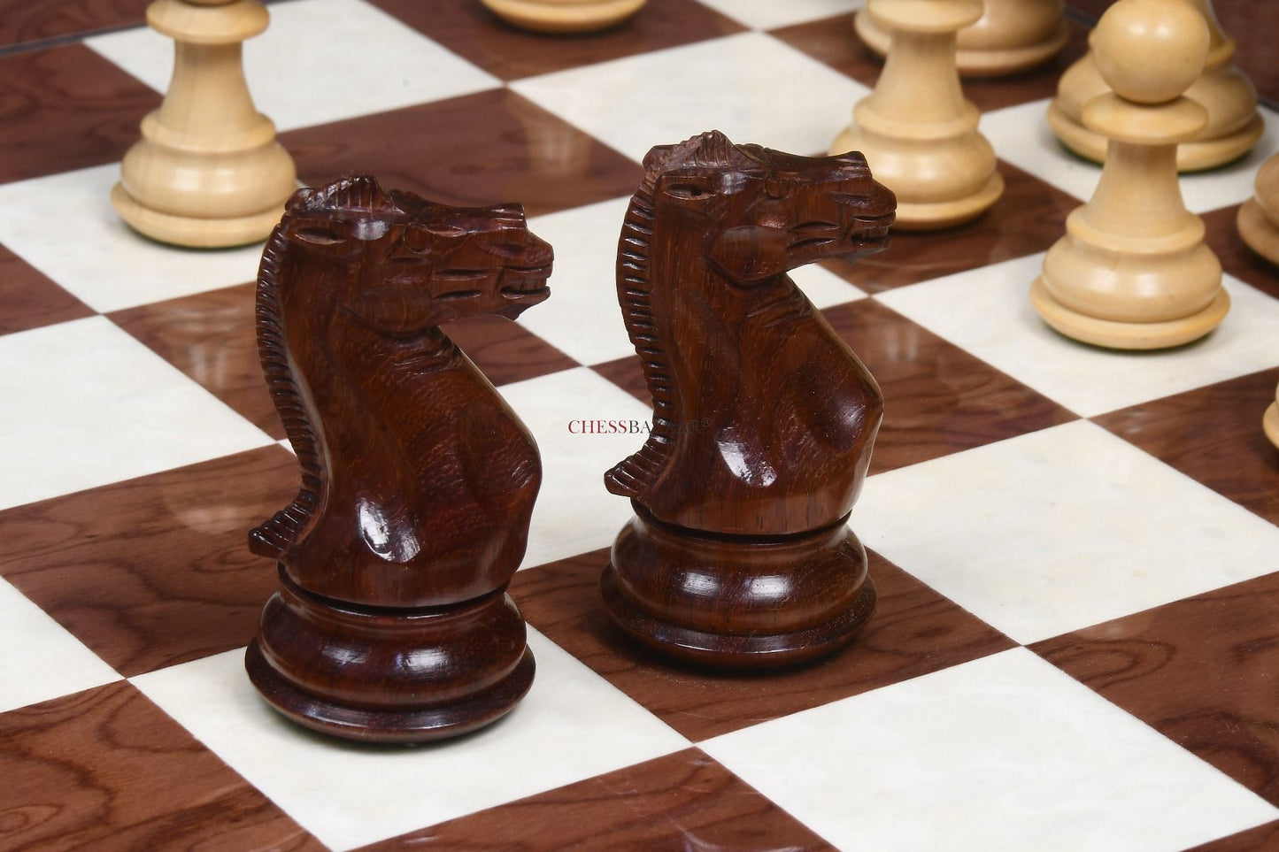 The Honour of Staunton (HOS) Series Weighted Chess Pieces in Bud Rose Wood & Box Wood - 4.0" King