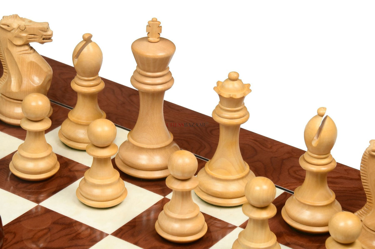 The Honour of Staunton (HOS) Series Weighted Chess Pieces in Bud Rose Wood & Box Wood - 4.0" King