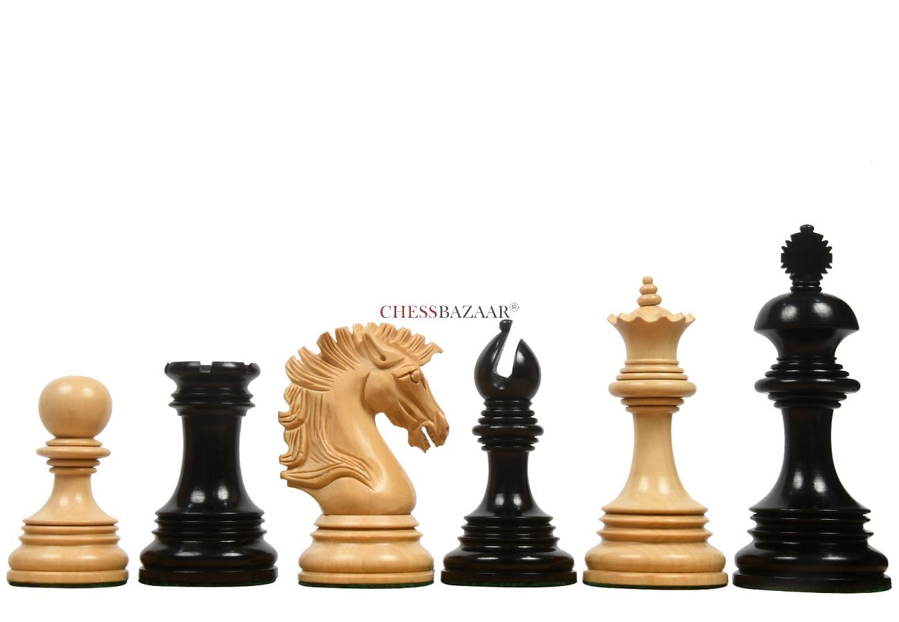 New Indian-American Luxury Series Weighted Chess Pieces in Genuine Ebony Wood & Indian Box Wood V2.0 - 4.4" King