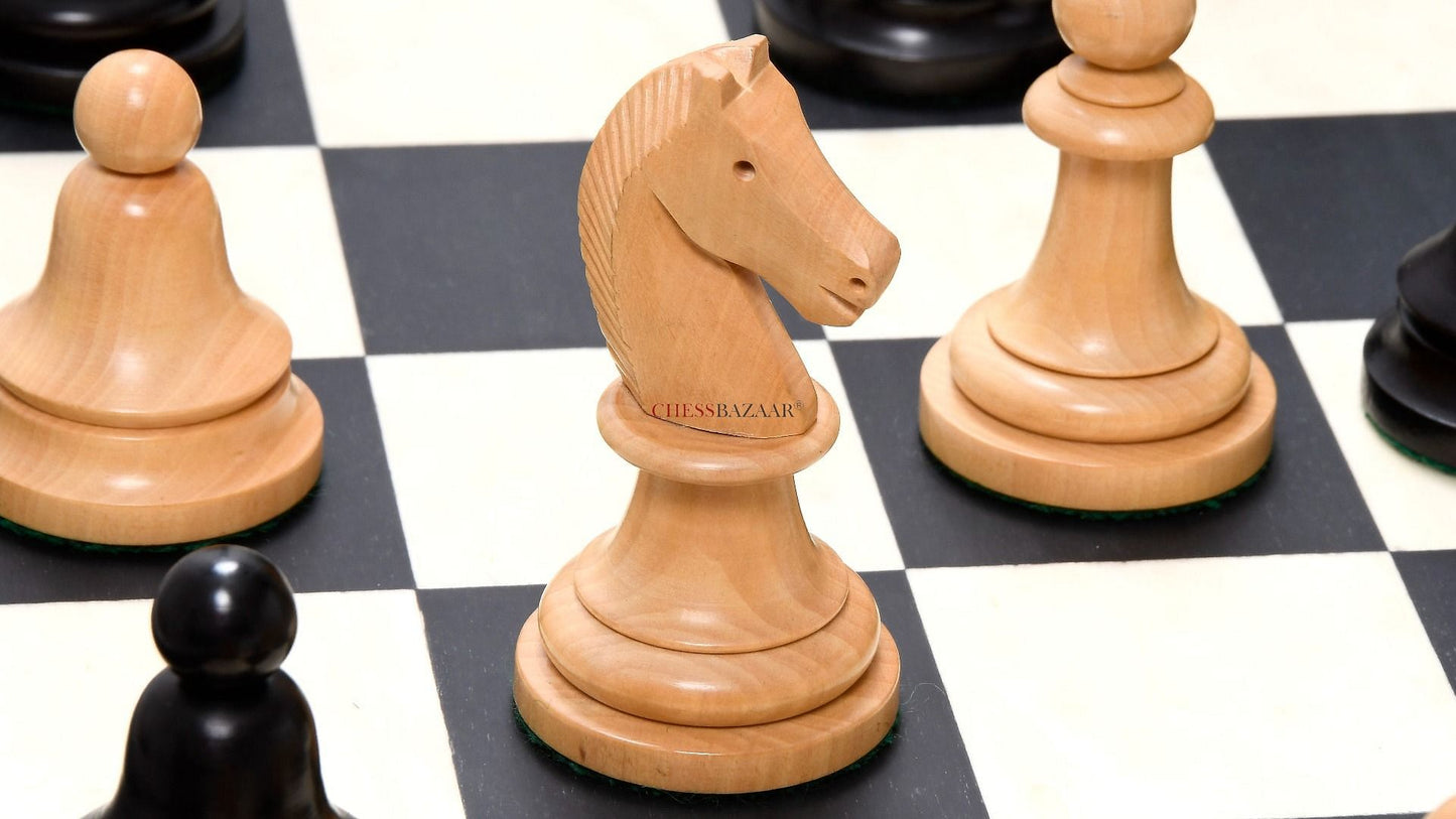 The Issac Lipnitsky 1946 Berlin Tournament Reproduced Chessmen in Ebonized Boxwood - 4.0" King