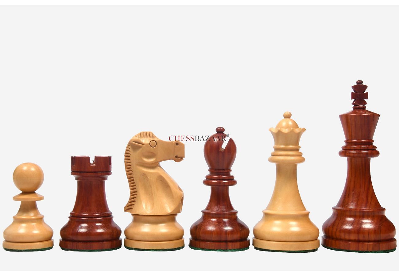 Reproduced 1972 Reykjavik Championship Series Chess Pieces in Bud Rosewood & Box Wood - 3.7" King