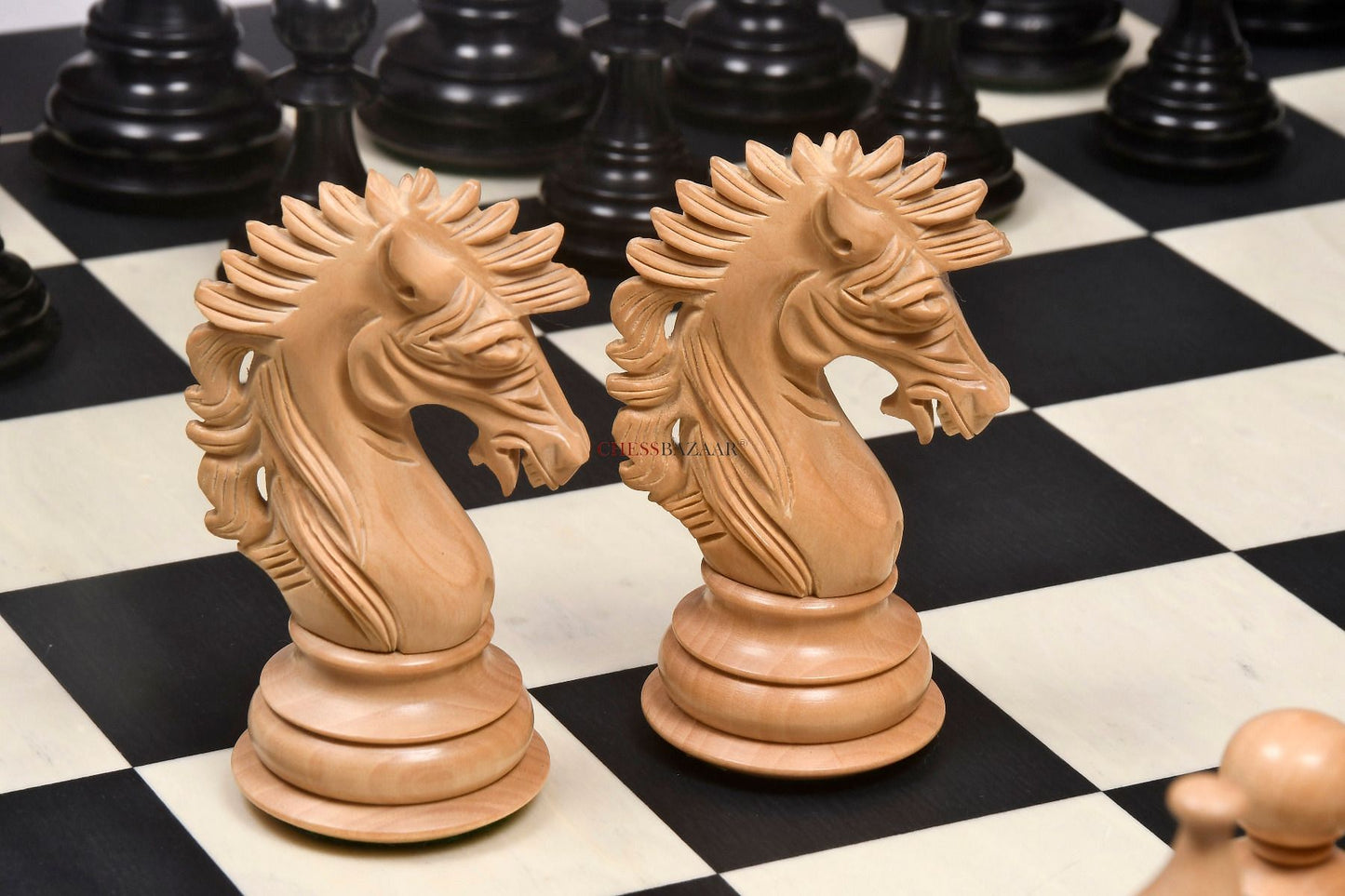 The Ruffian American Series Staunton Chess Pieces in Ebony / Box Wood - 4.8" King