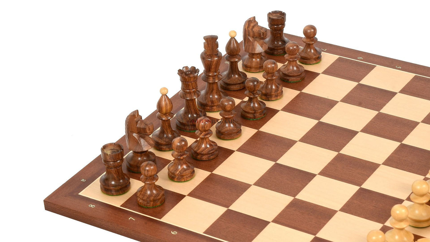 Reproduced Romanian-Hungarian National Tournament Chess Pieces in Sheesham & Boxwood - 3.8" King