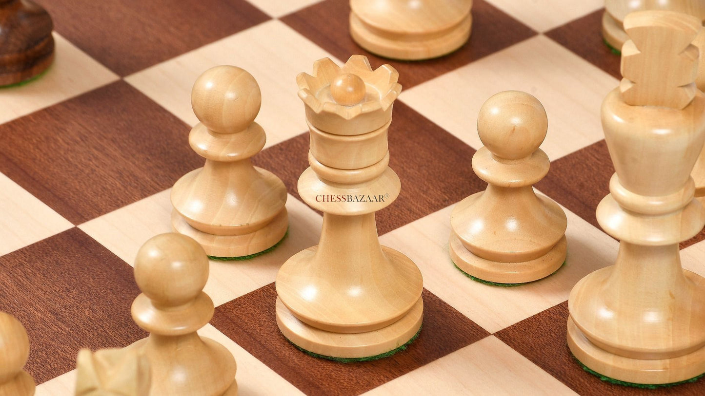 Reproduced Romanian-Hungarian National Tournament Chess Pieces in Sheesham & Boxwood - 3.8" King