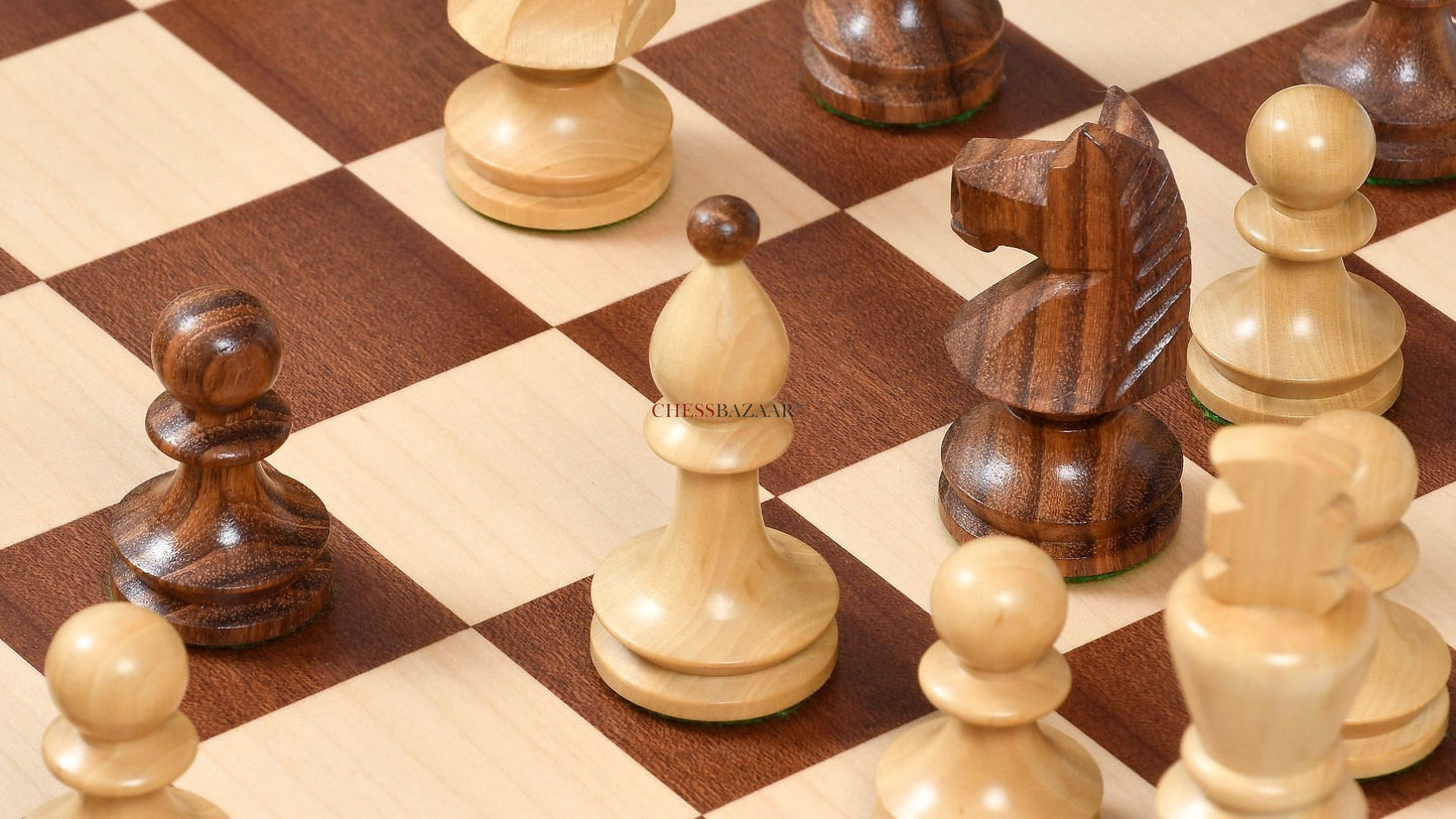 Reproduced Romanian-Hungarian National Tournament Chess Pieces in Sheesham & Boxwood - 3.8" King