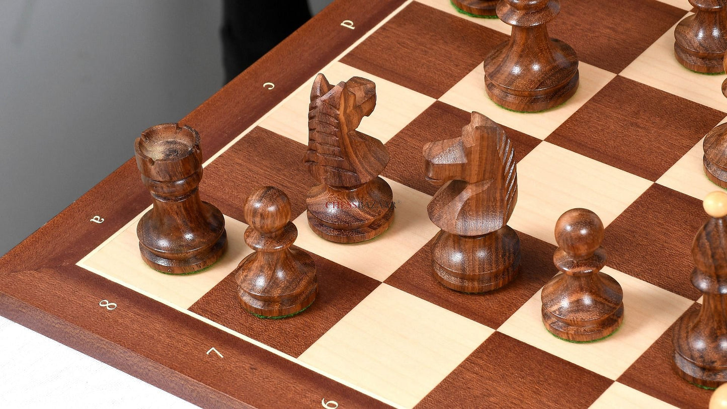 Reproduced Romanian-Hungarian National Tournament Chess Pieces in Sheesham & Boxwood - 3.8" King