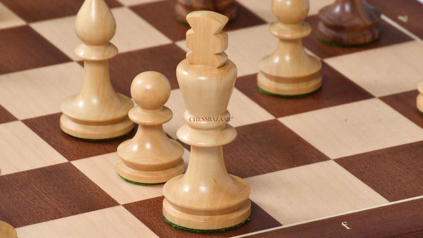 Reproduced Romanian-Hungarian National Tournament Chess Pieces in Sheesham & Boxwood - 3.8" King