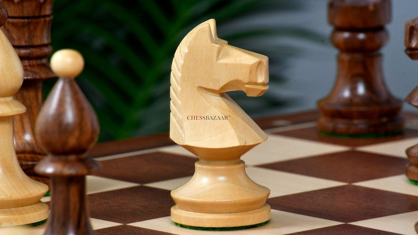 Reproduced Romanian-Hungarian National Tournament Chess Pieces in Sheesham & Boxwood - 3.8" King