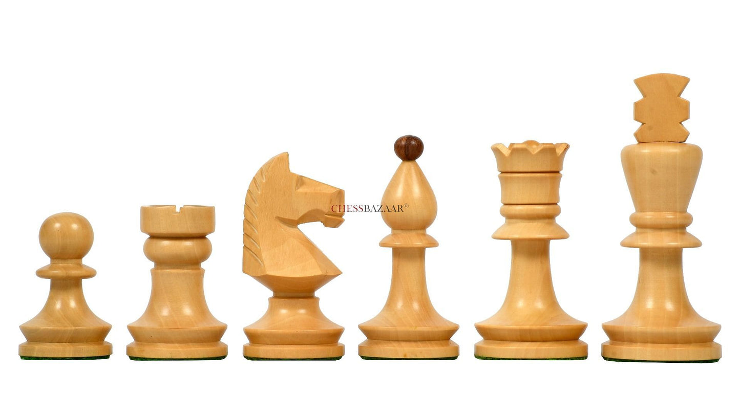 Reproduced Romanian-Hungarian National Tournament Chess Pieces in Sheesham & Boxwood - 3.8" King