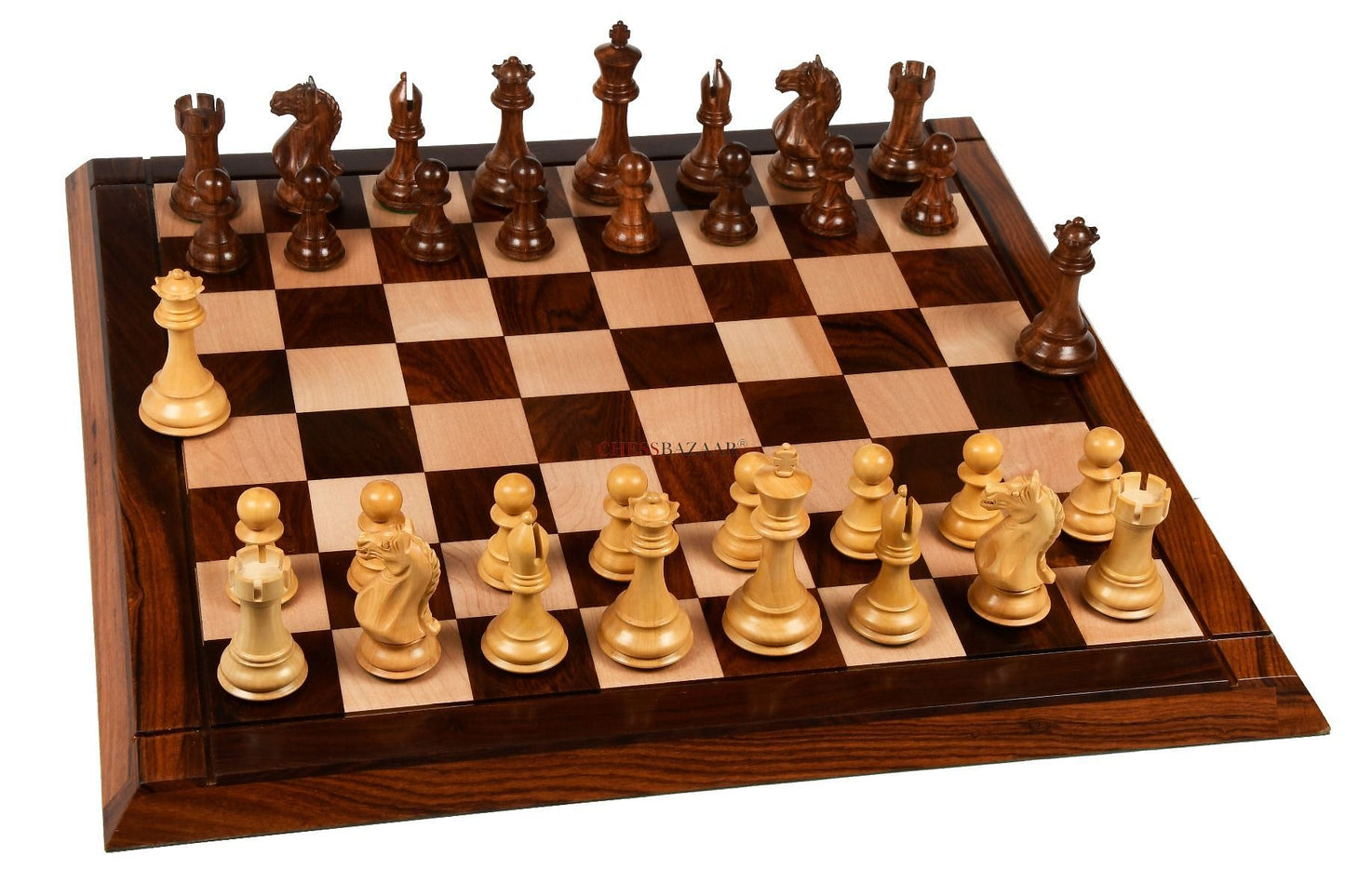 The Fierce Knight Staunton Wooden Chess Pieces in Sheesham & Box Wood - 4.0" King