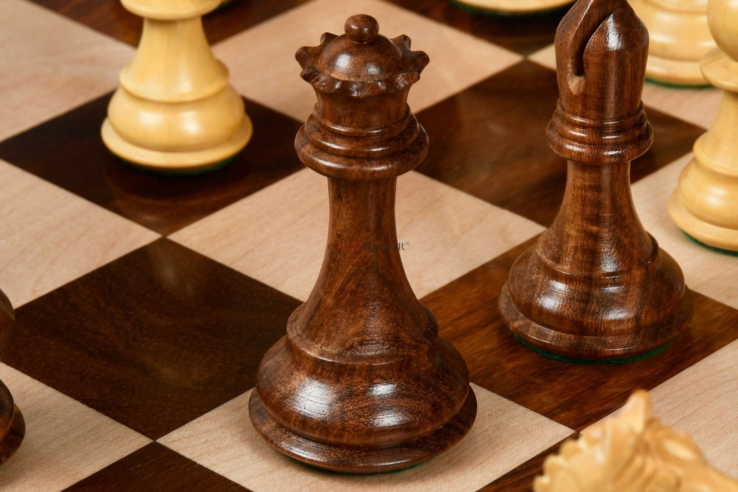 The Fierce Knight Staunton Wooden Chess Pieces in Sheesham & Box Wood - 4.0" King