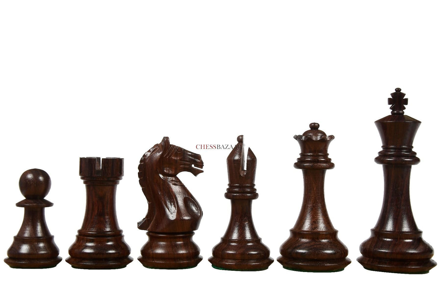 Fierce Knight Staunton Series Chess Pieces in Rosewood & Box Wood - 4.1" King