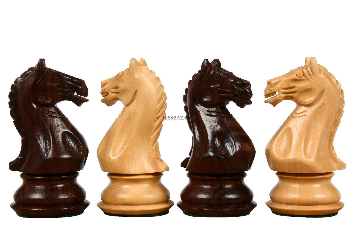 Fierce Knight Staunton Series Chess Pieces in Rosewood & Box Wood - 4.1" King