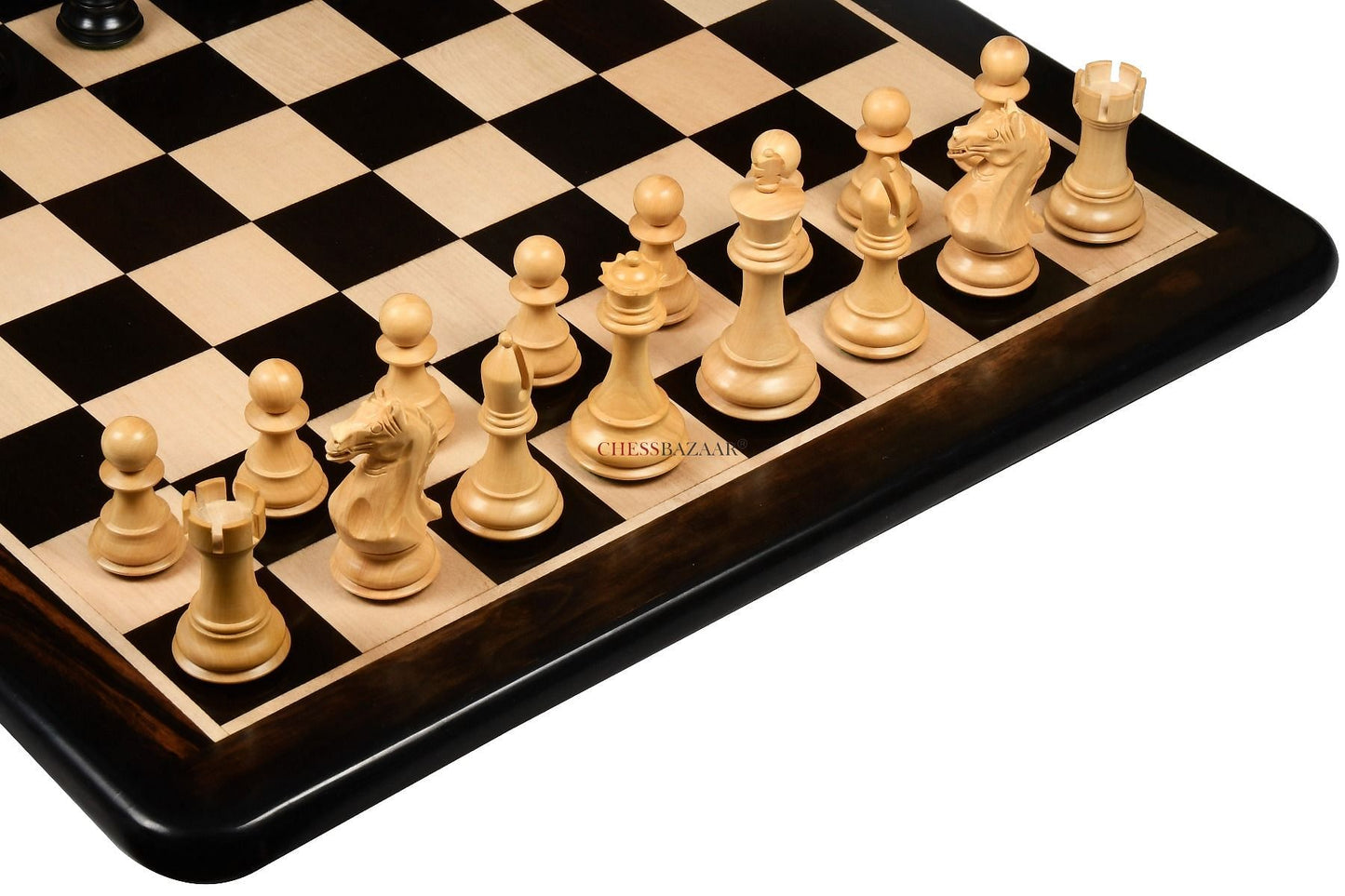 The Fierce Knight Staunton Wooden Chess Pieces in Ebonized Boxwood & Box Wood - 4.0" King