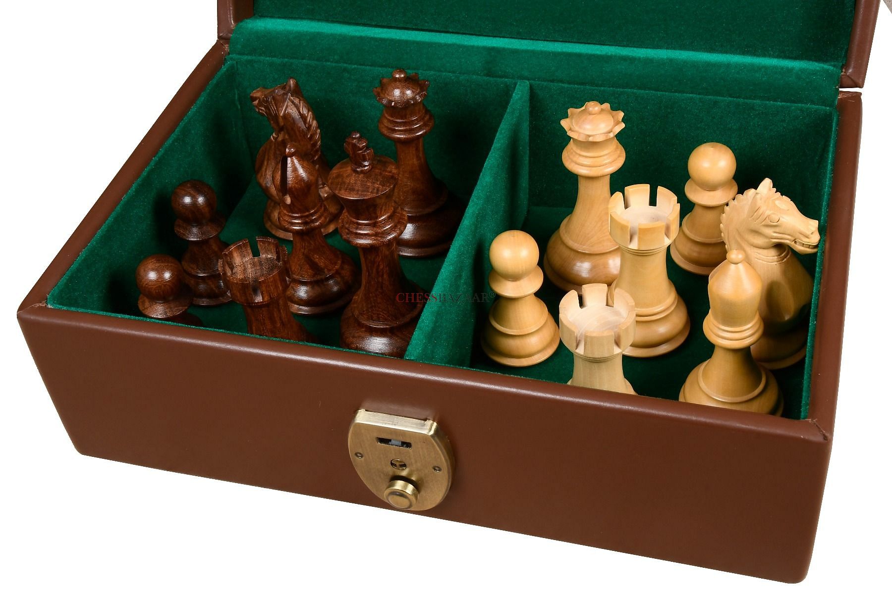 Chess storage box easily store pieces upto 3 inches to 4 inches