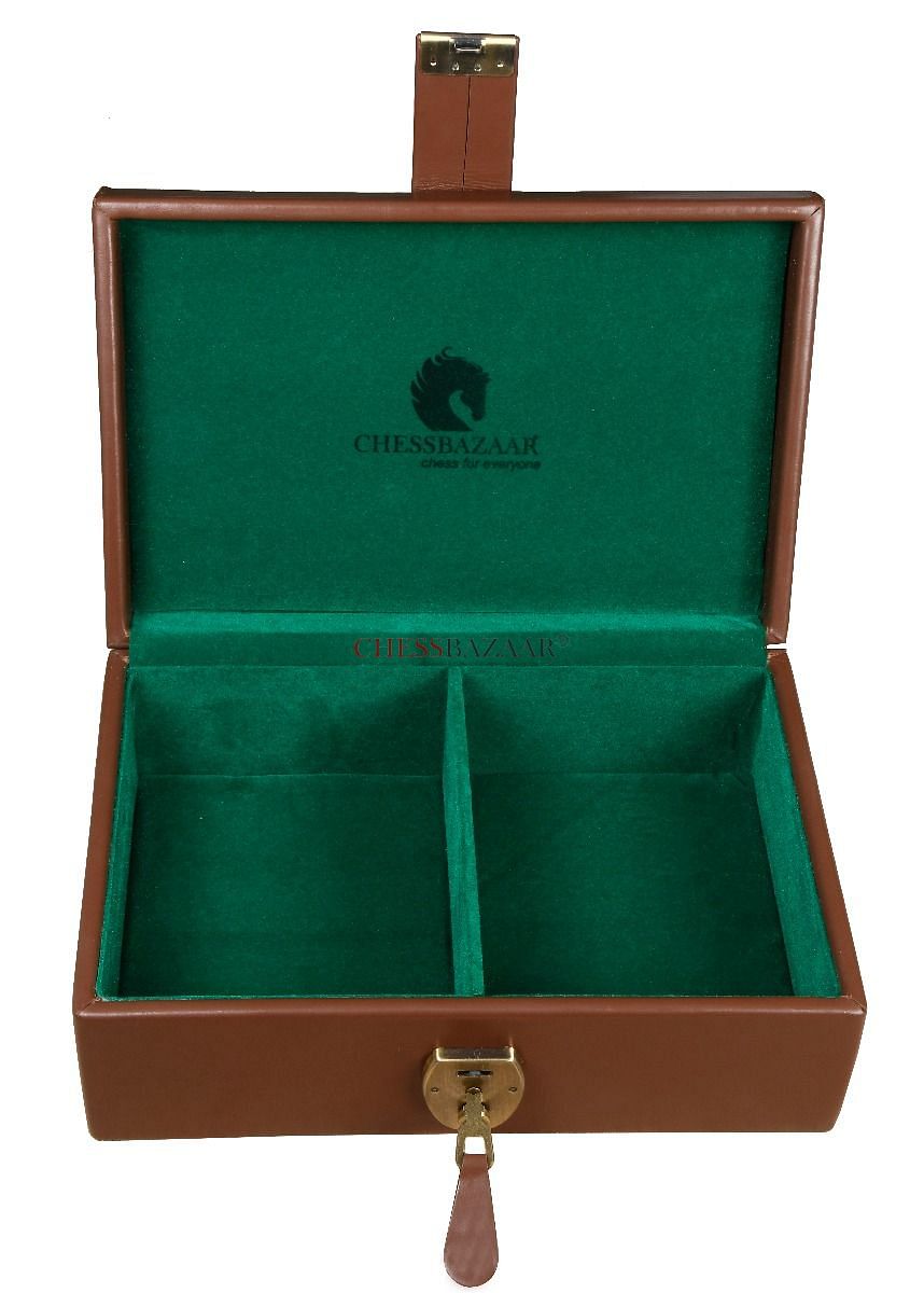 Genuine Leather Brown Color Storage Box from chessbazaarindia