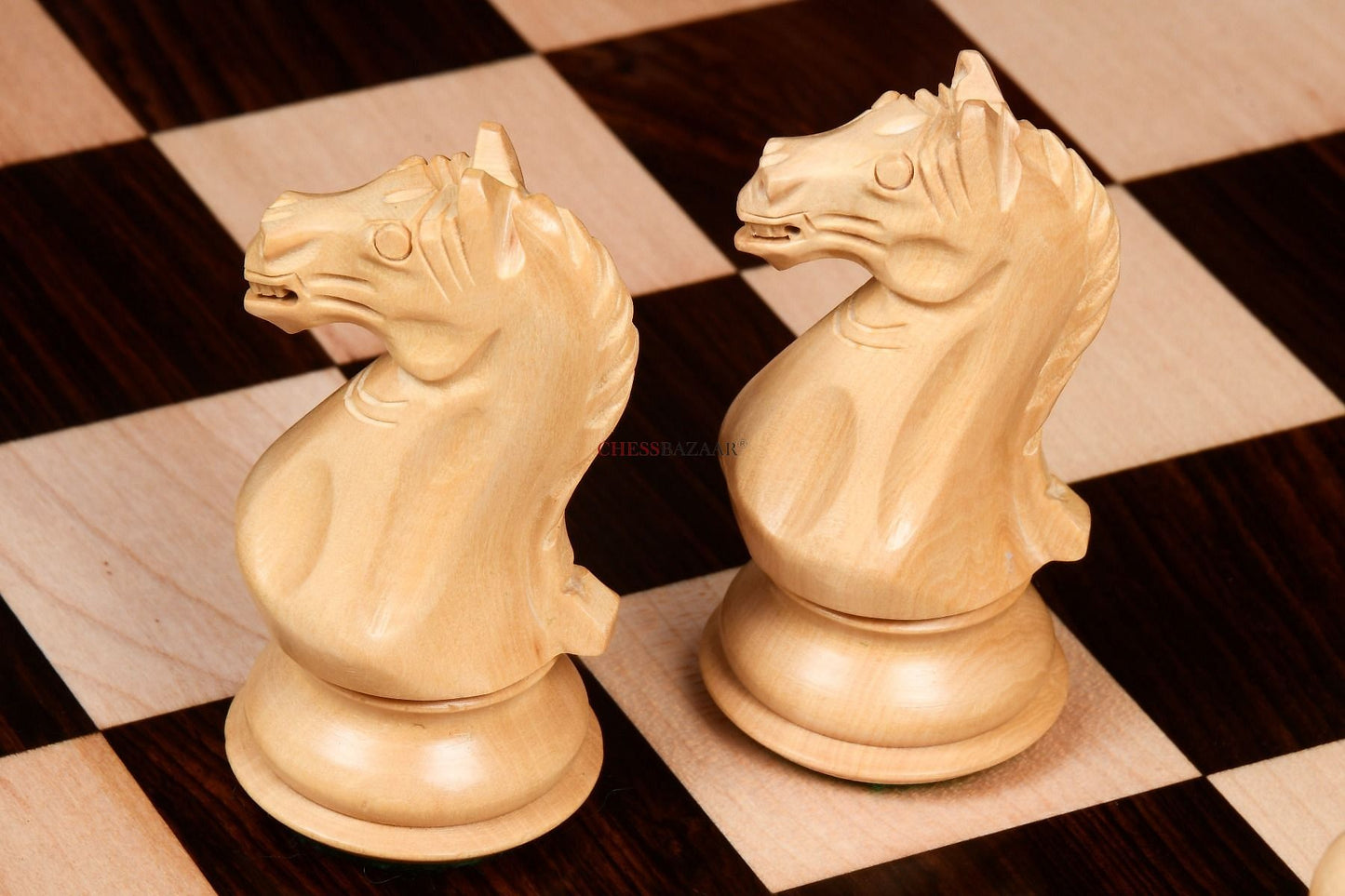 Fierce Knight Staunton Series Chess Pieces in Rosewood & Box Wood - 4.1" King
