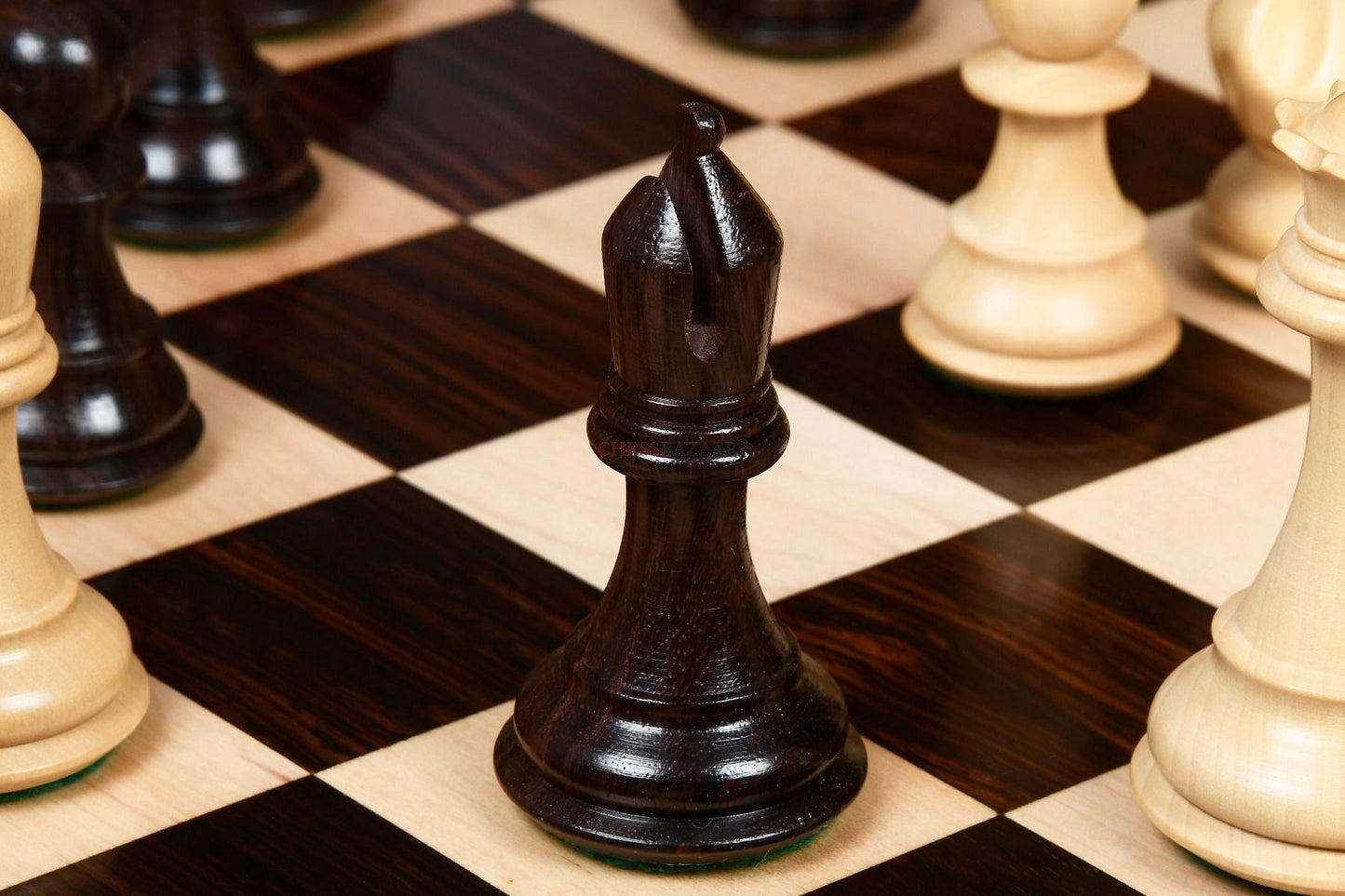Fierce Knight Staunton Series Chess Pieces in Rosewood & Box Wood - 4.1" King