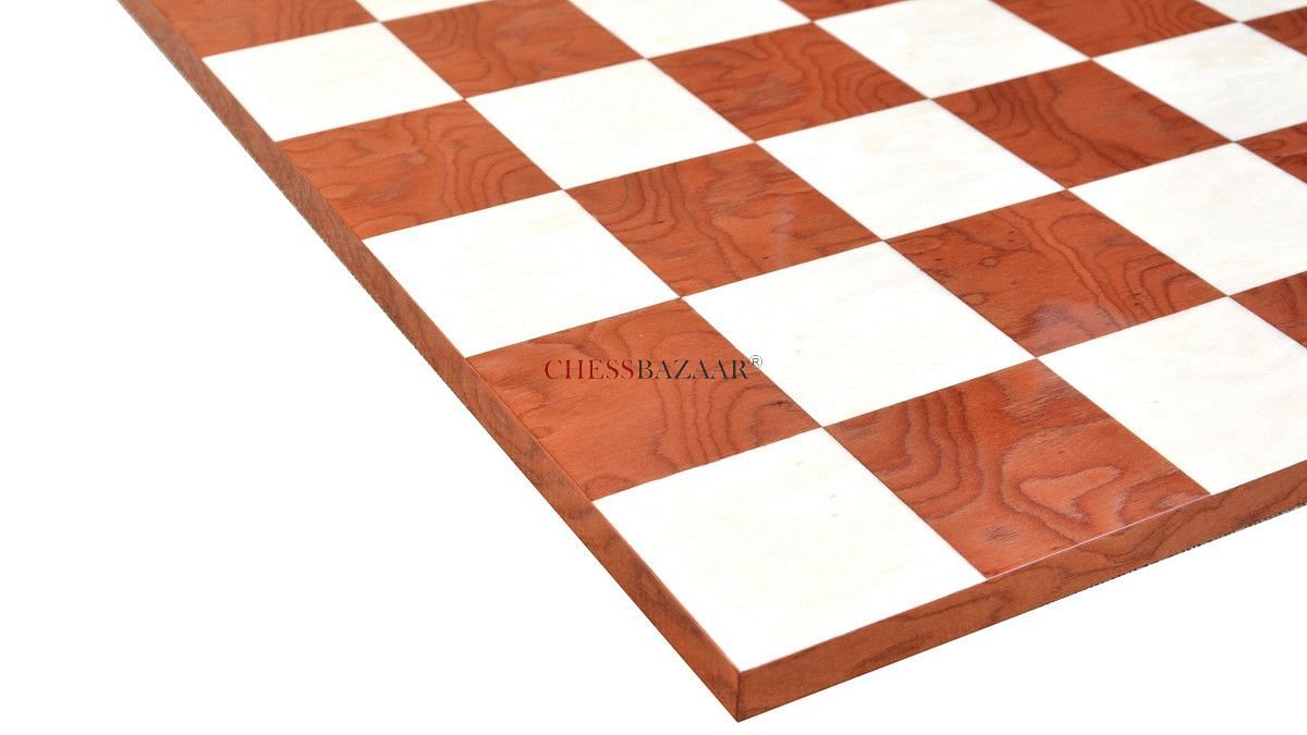Minimalist Wooden Red Ash Burl Maple Hi Gloss Finish Borderless Chess Board 19" - 60 mm