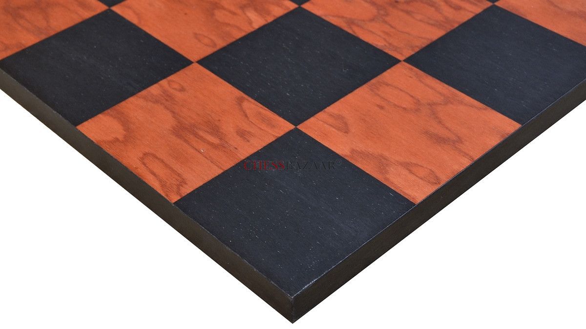 Minimalist Chess Board Black Anigre Red Ash Burl Matte Finish with Borderless Design 19" - 60 mm