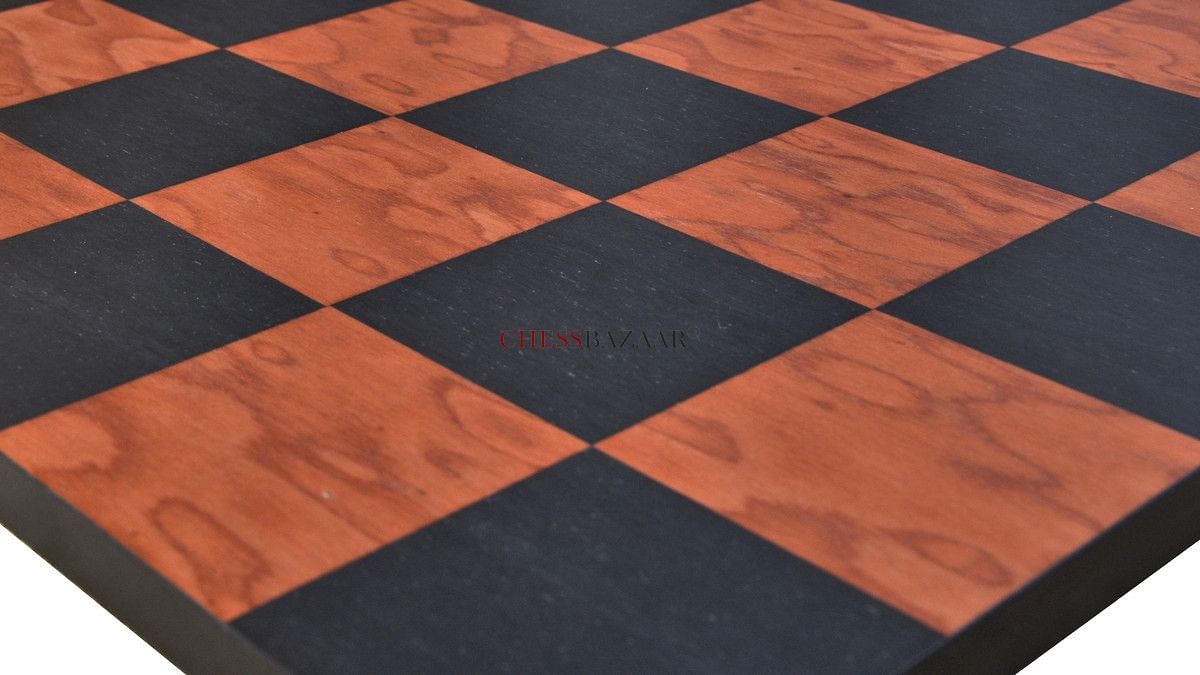 Minimalist Chess Board Black Anigre Red Ash Burl Matte Finish with Borderless Design 19" - 60 mm
