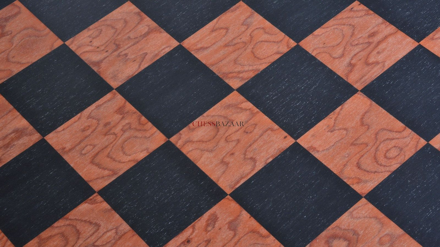 Deluxe Chess Board Black Anigre Red Ash Burl Matte Finish with Moulded edges 24" - 60 mm