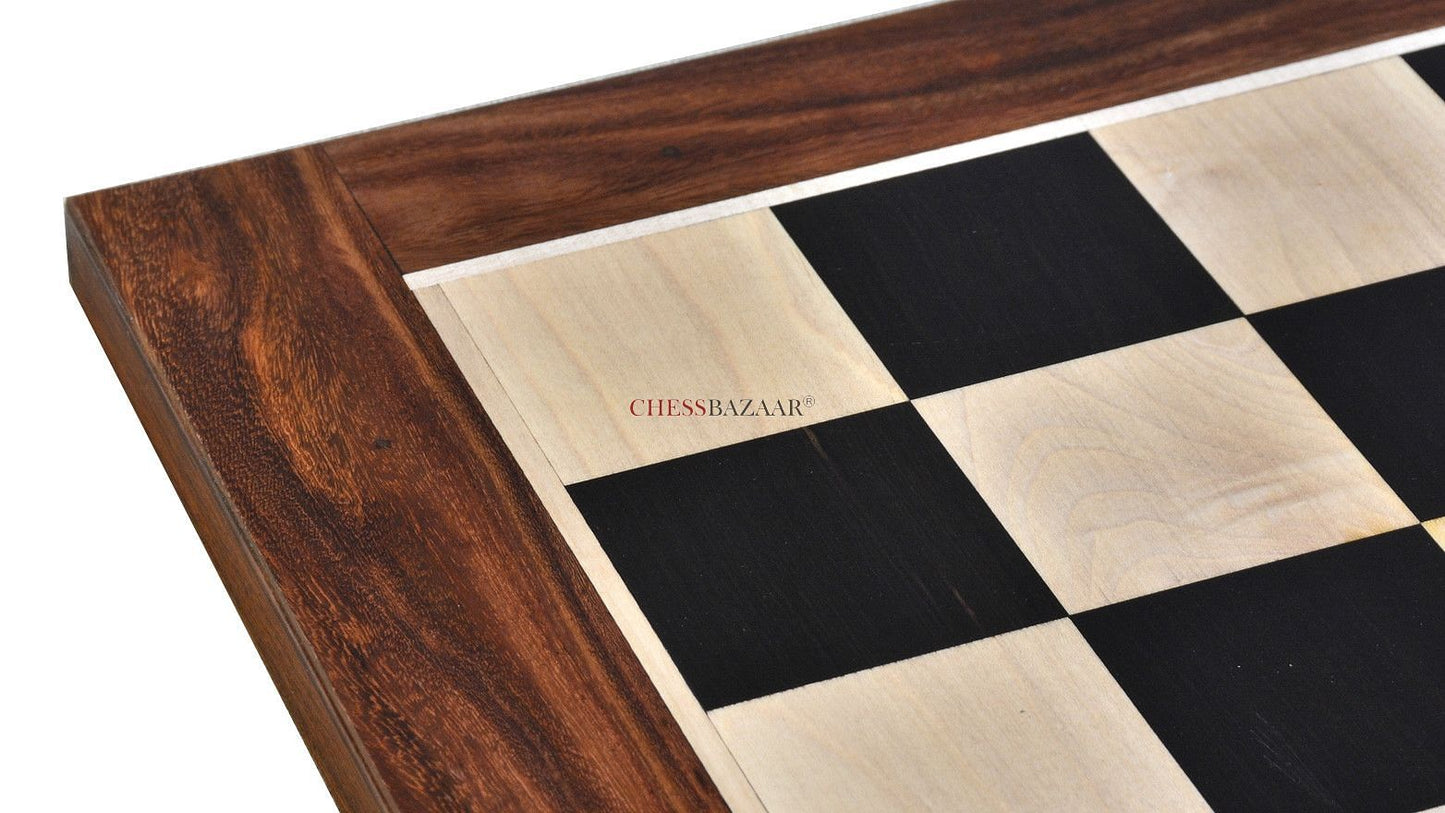 Solid Wooden Indian Chess Board in Genuine Ebony Wood & Maple Wood with Sheesham Wood Border 23" - 60 mm Square