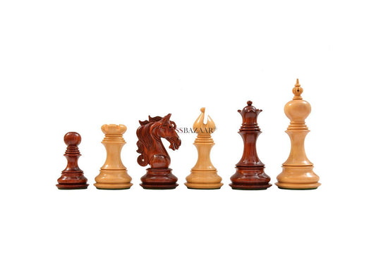 The Admiral Series II Staunton Chess Pieces in Bud Rosewood & Box Wood - 4.5" King