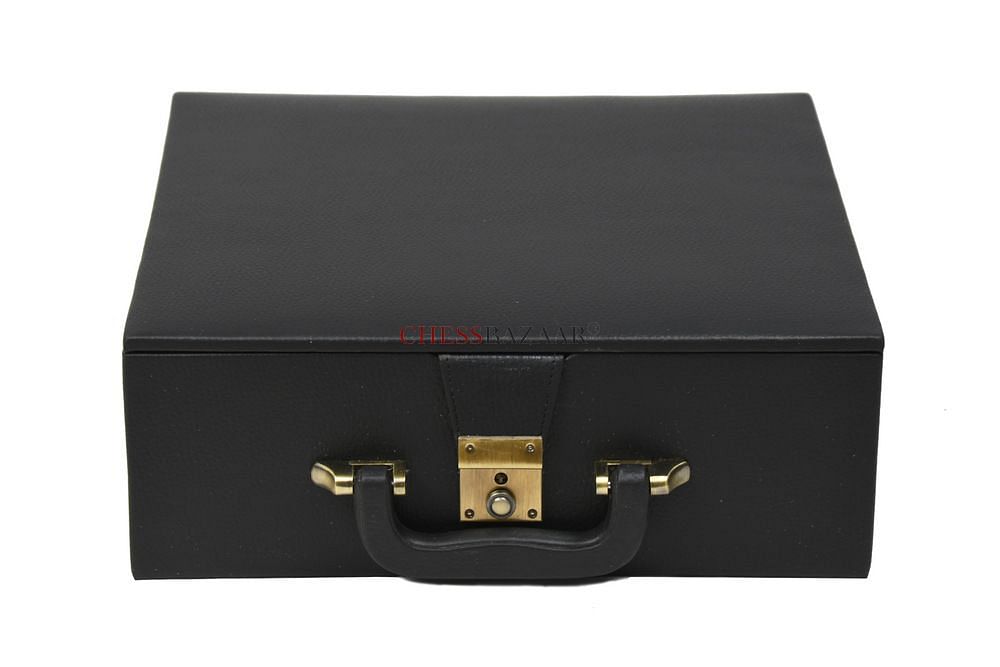 Black Leatherette Chess Set Storage Box from chessbazaarindia