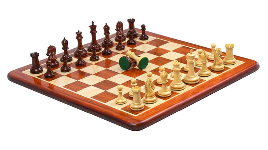 Combo of The Sinquefield Cup 2017 Reproduced Original Chess Pieces in Bud Rosewood & Boxwood with Pouch - 3.75" King with Wooden Chess Board