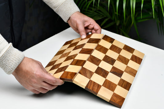Folding Chess Board in Solid Wood Sheesham(Golden Rosewood) & Maple Wood - 12.5" - 40mm