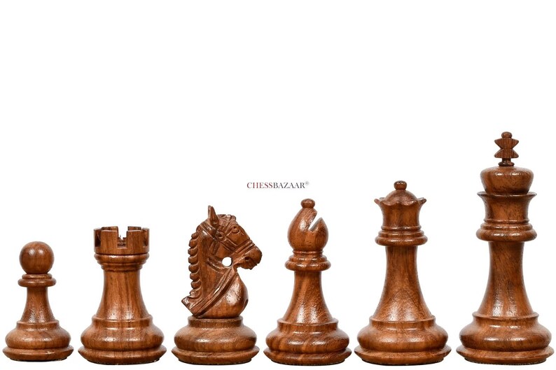 The Bridle Study Analysis Chess Pieces in Sheesham and Boxwood - 3.2" King