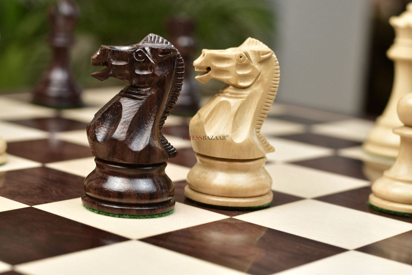 Combo of The Professional Series Tournament Staunton Weighted Pieces in Indian Rosewood and Boxwood With Board & Box- 3.8" King
