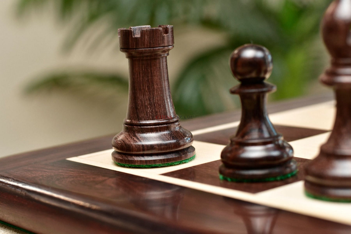 Combo of The Professional Series Tournament Staunton Weighted Pieces in Indian Rosewood and Boxwood With Board & Box- 3.8" King