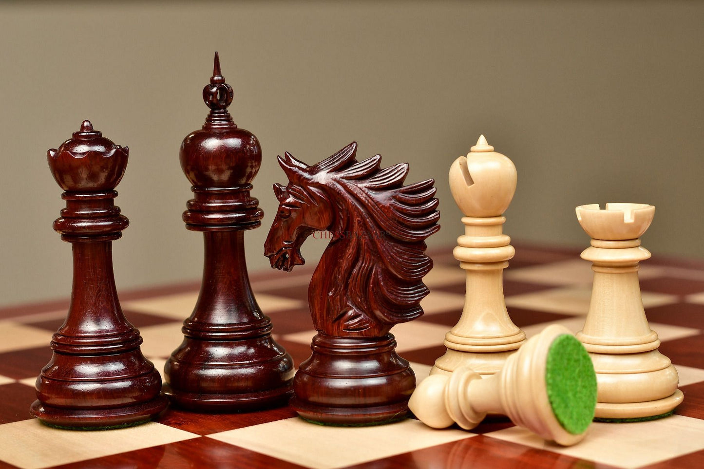 Combo of The Sher-E-Punjab Pieces in Bud Rose Wood / Box Wood With Board & Box- 4.6" King