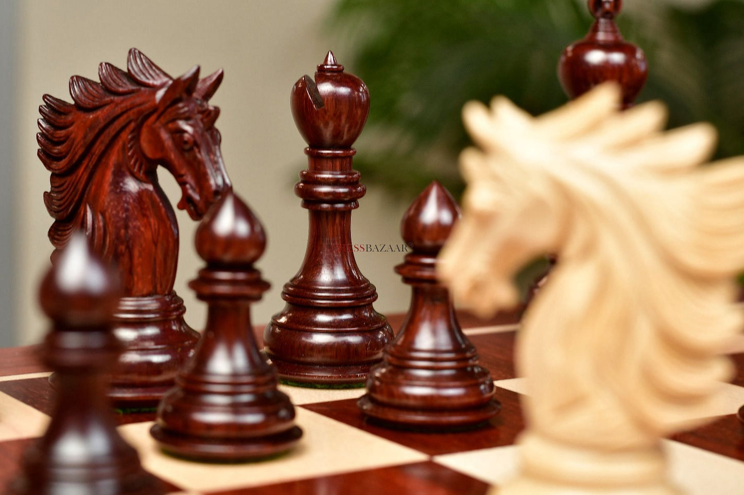 Combo of The Sher-E-Punjab Pieces in Bud Rose Wood / Box Wood With Board & Box- 4.6" King