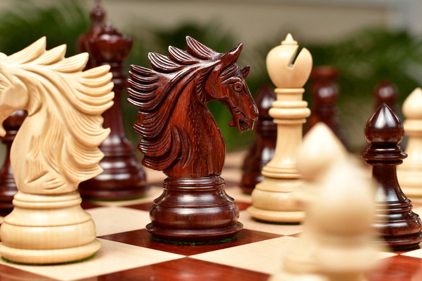Combo of The Sher-E-Punjab Pieces in Bud Rose Wood / Box Wood With Board & Box- 4.6" King