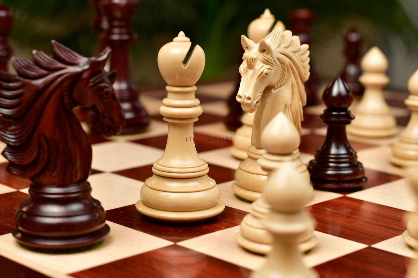 Combo of The Sher-E-Punjab Pieces in Bud Rose Wood / Box Wood With Board & Box- 4.6" King
