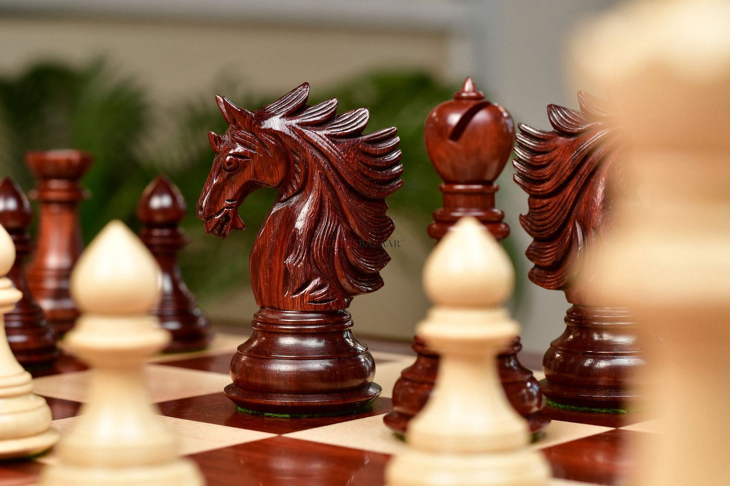 Combo of The Sher-E-Punjab Pieces in Bud Rose Wood / Box Wood With Board & Box- 4.6" King
