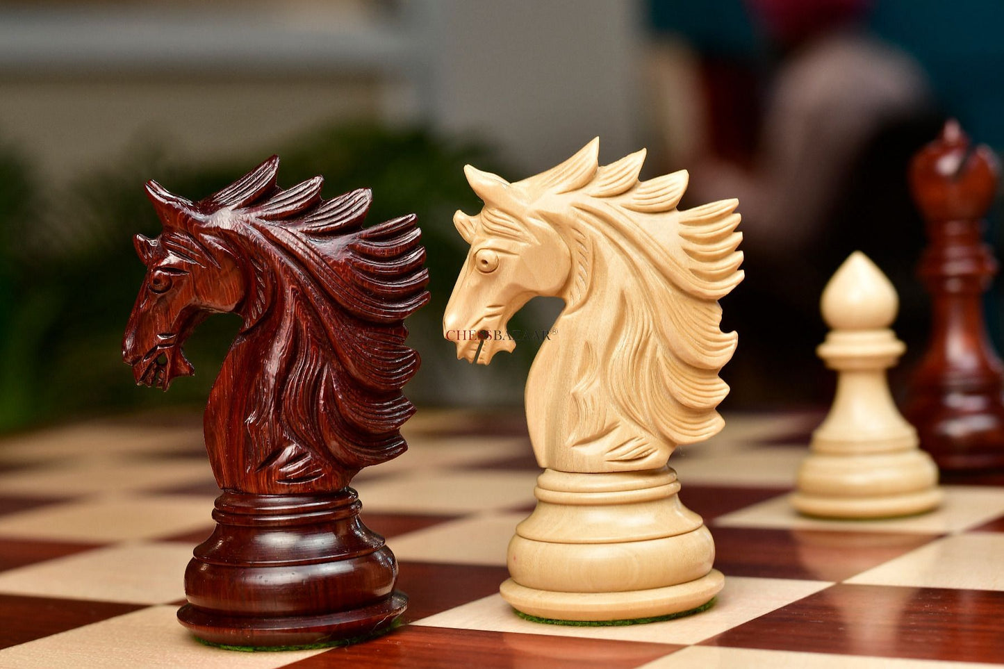 Combo of The Sher-E-Punjab Pieces in Bud Rose Wood / Box Wood With Board & Box- 4.6" King