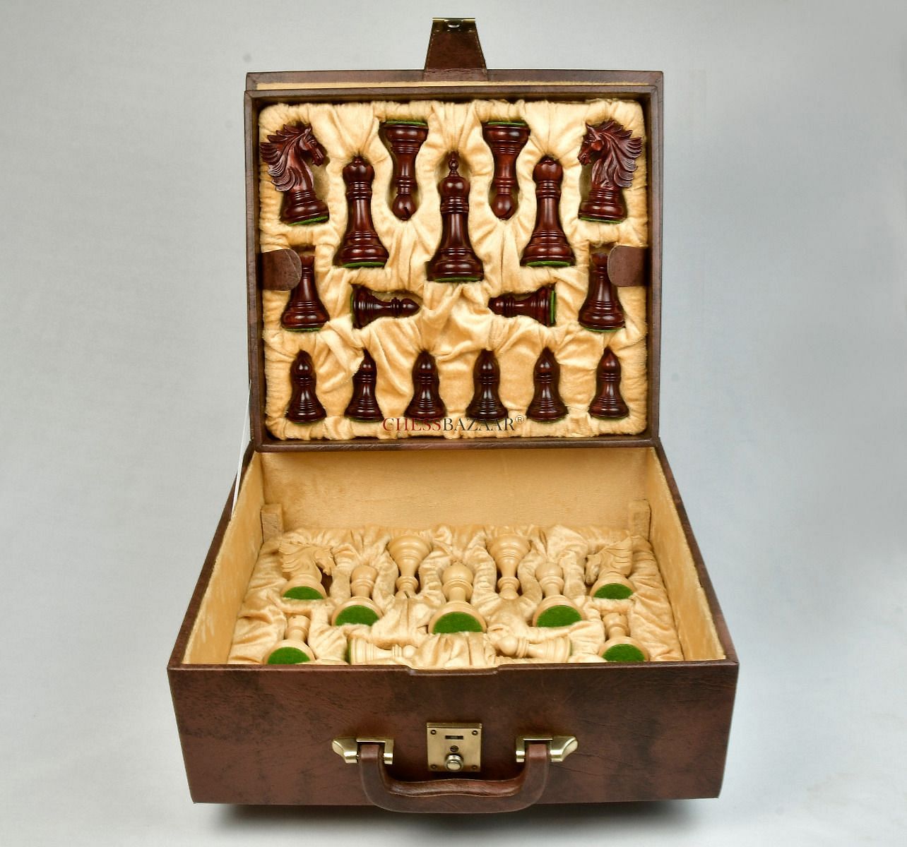Combo of The Sher-E-Punjab Chess Pieces in Bud Rose Wood / Box Wood With Board & Box- 4.6" King