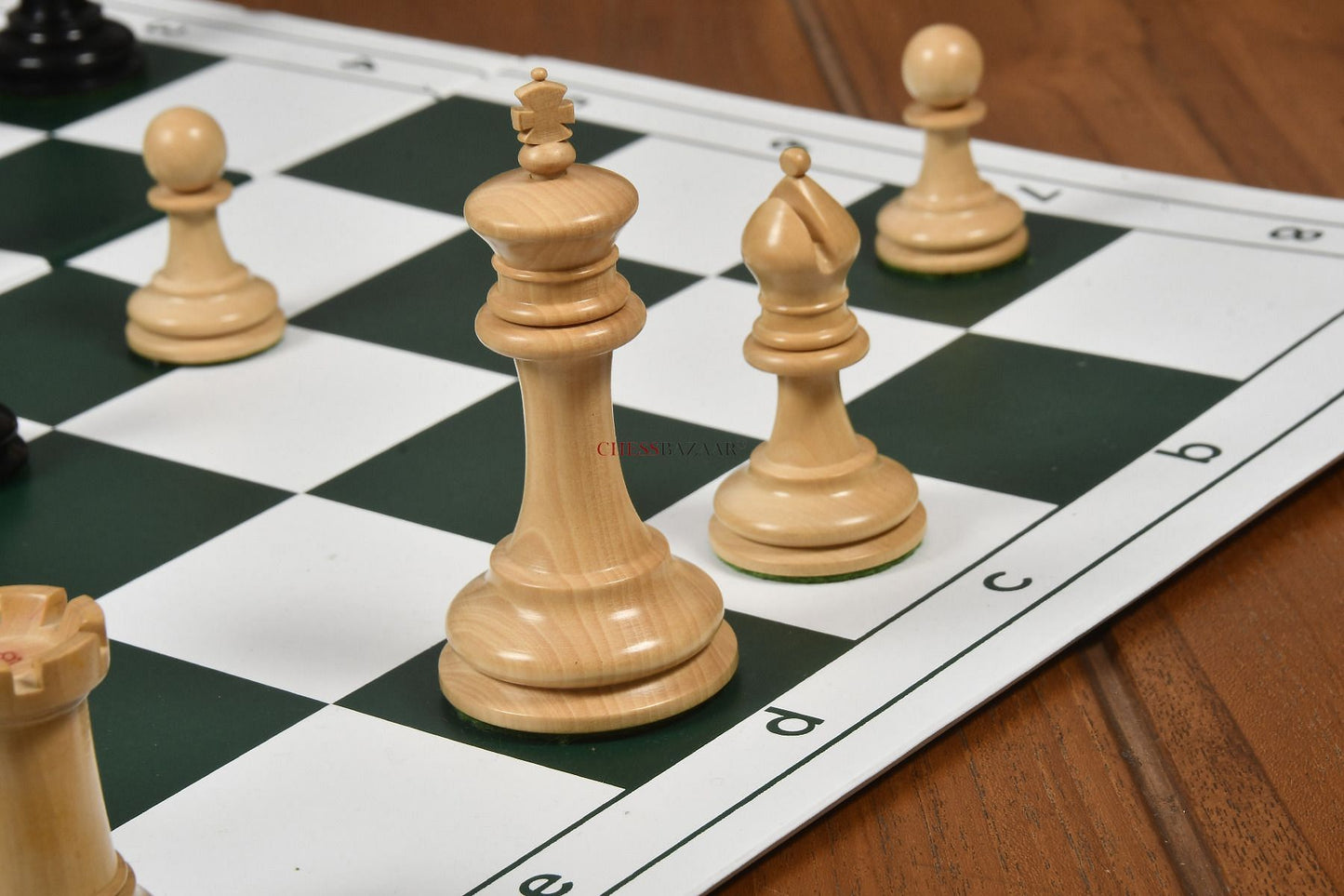 Reproduced Antique 1865-70 Steinitz Staunton Pattern Chess Pieces in Ebony / Box Wood with King Side Stamping - 3.75" King