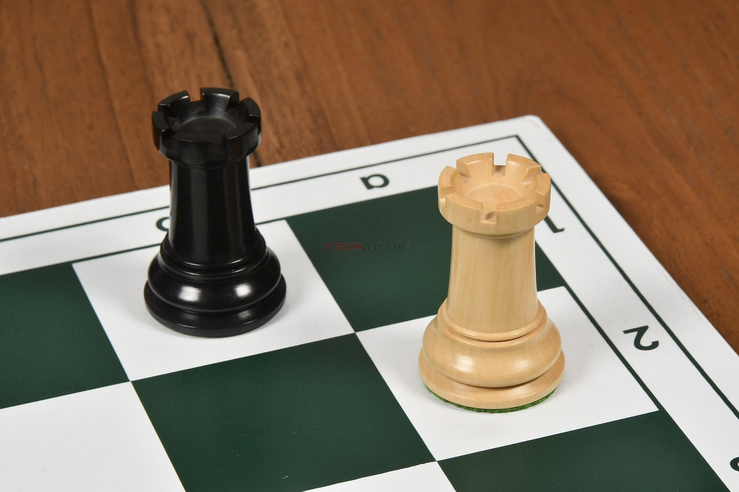 Reproduced Antique 1865-70 Steinitz Staunton Pattern Chess Pieces in Ebony / Box Wood with King Side Stamping - 3.75" King