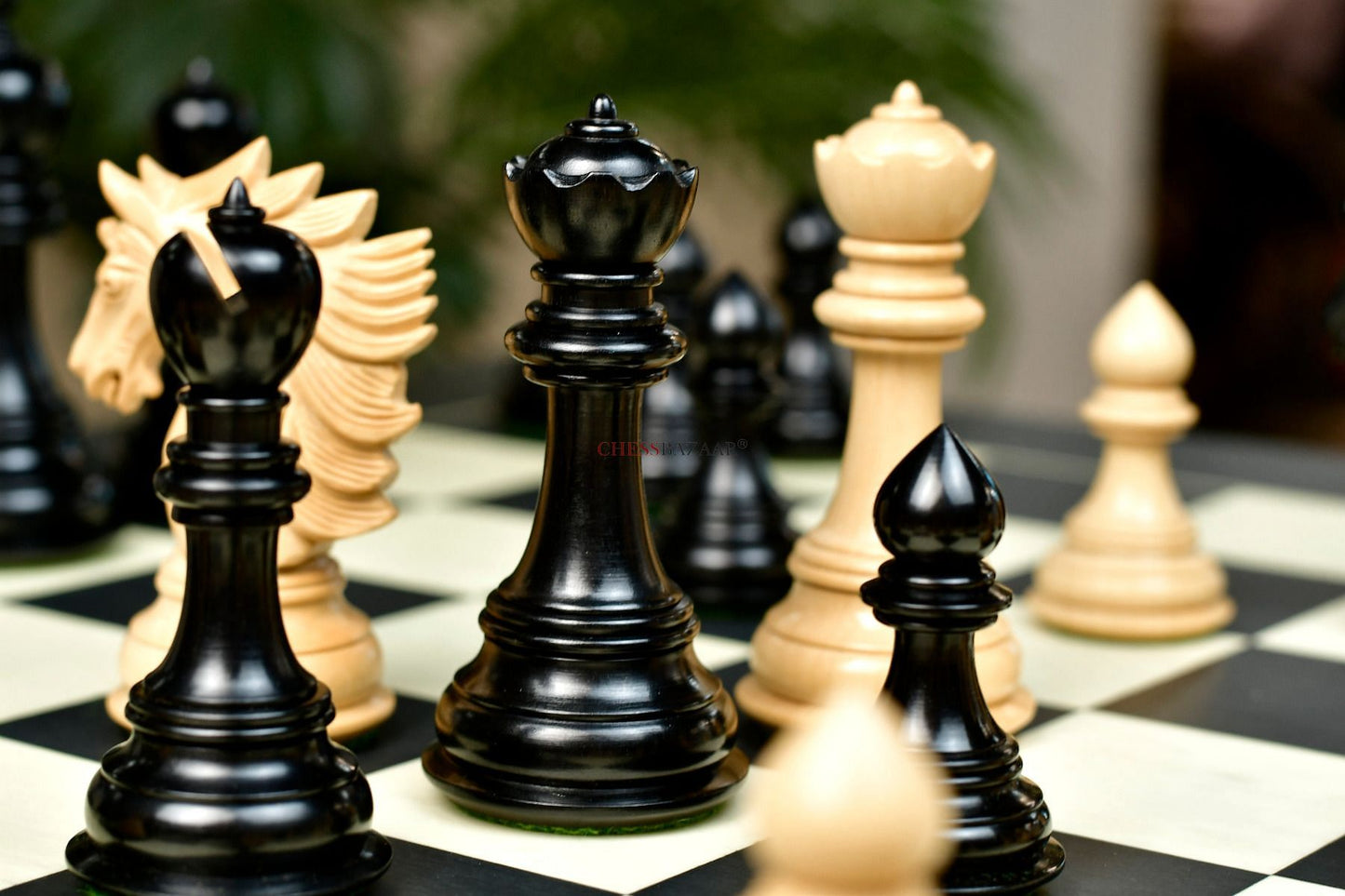 Sher-E-Punjab Series Chess Pieces in Ebony/Boxwood With Board & Box- 4.6" King