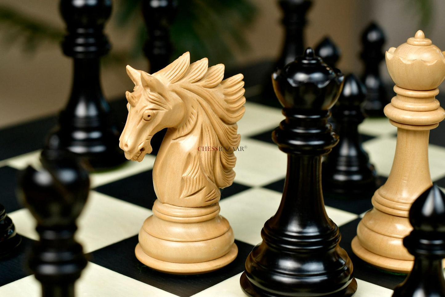 Sher-E-Punjab Series Chess Pieces in Ebony/Boxwood With Board & Box- 4.6" King