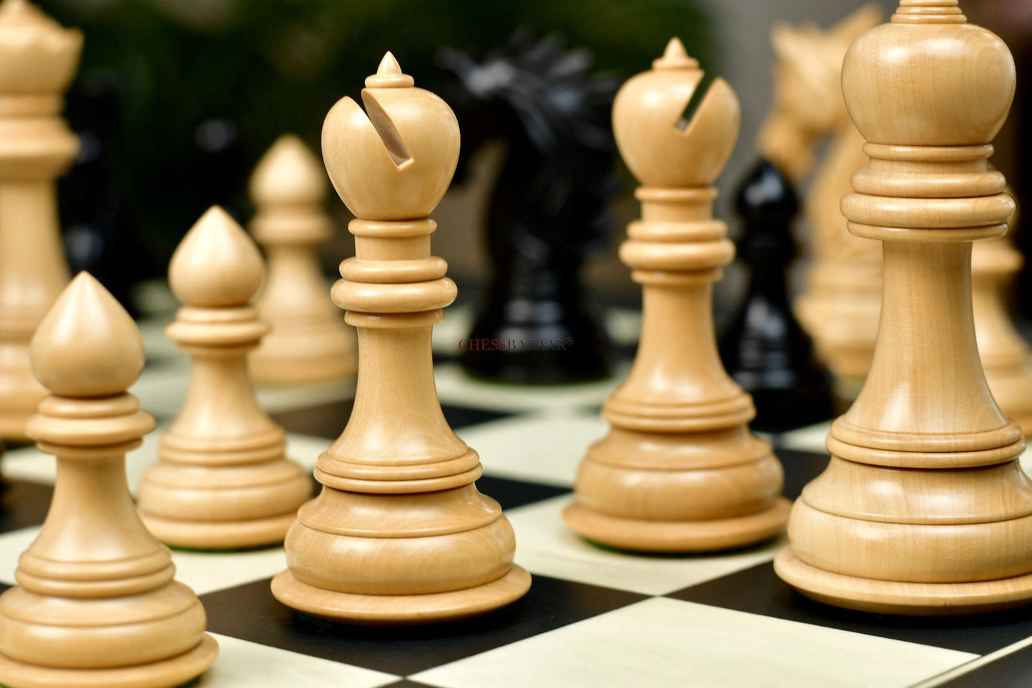 Sher-E-Punjab Series Chess Pieces in Ebony/Boxwood With Board & Box- 4.6" King