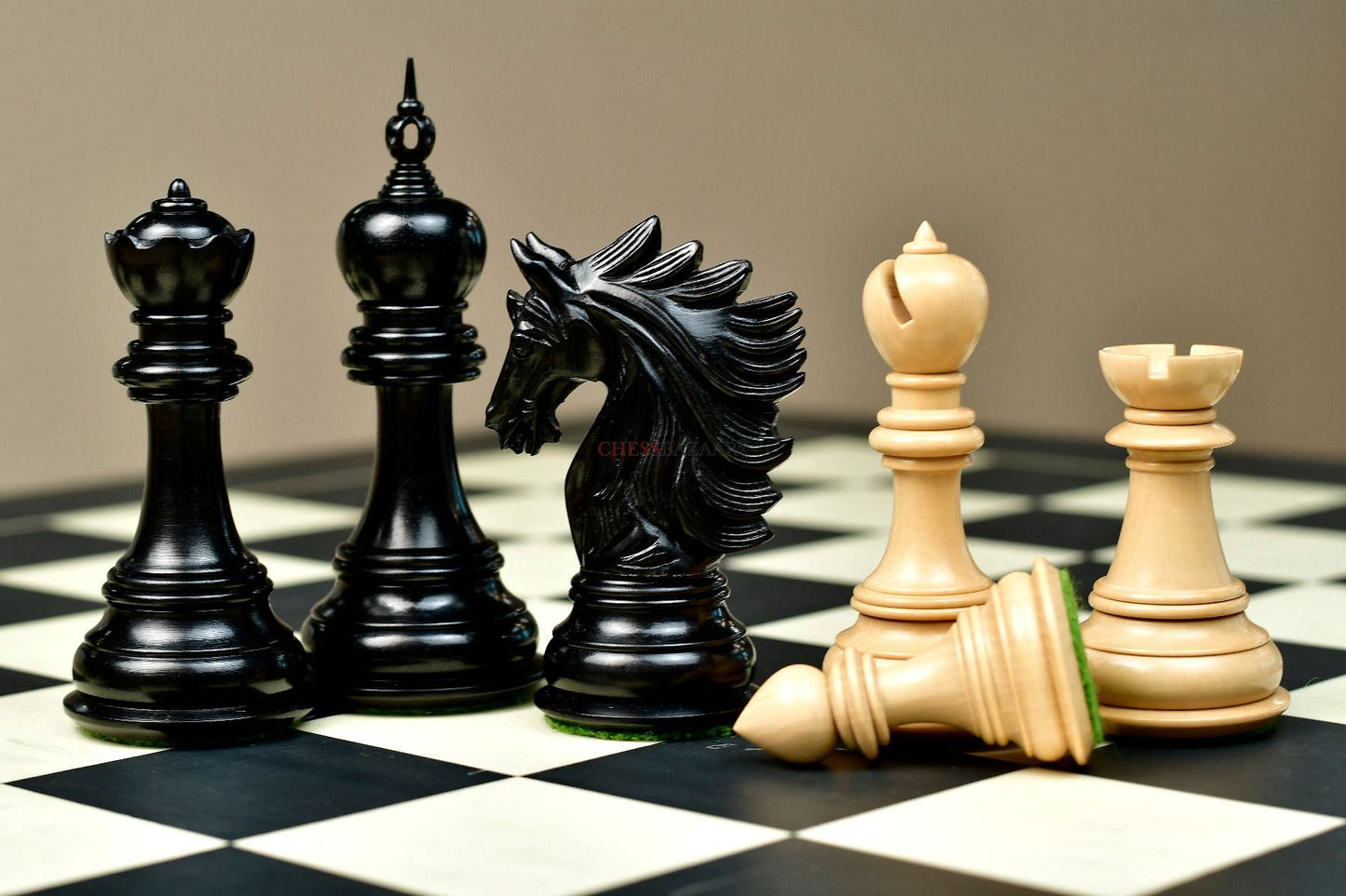 Sher-E-Punjab Series Chess Pieces in Ebony/Boxwood With Board & Box- 4.6" King