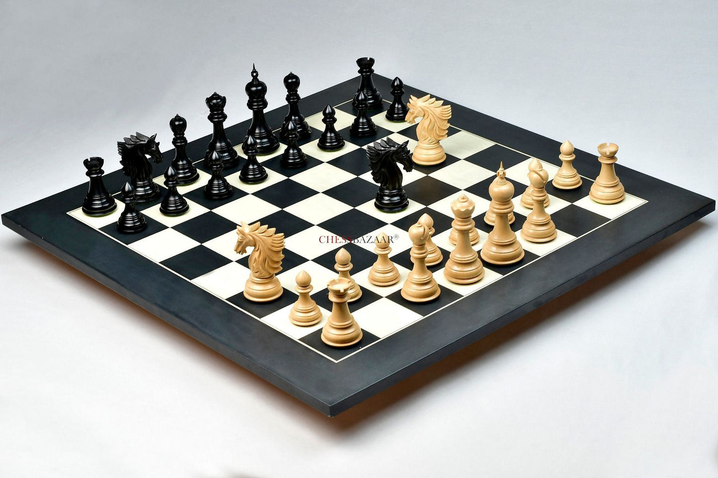 Sher-E-Punjab Series Chess Pieces in Ebony/Boxwood With Board & Box- 4.6" King