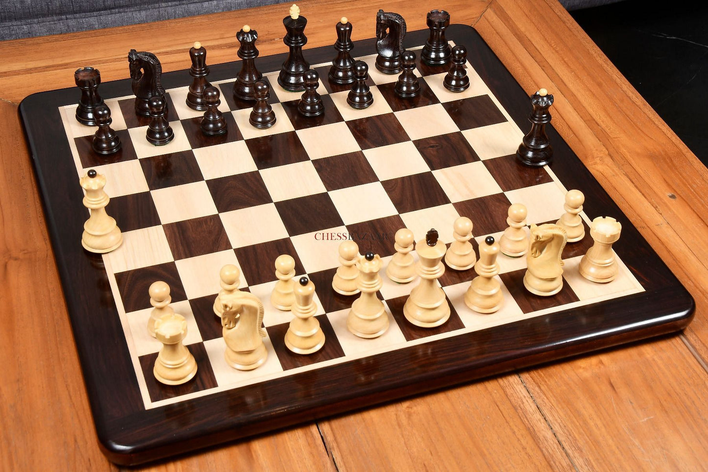 Old 1959 Russian Zagreb Staunton Chess Pieces in Rosewood / Natural Boxwood - 3.8" King