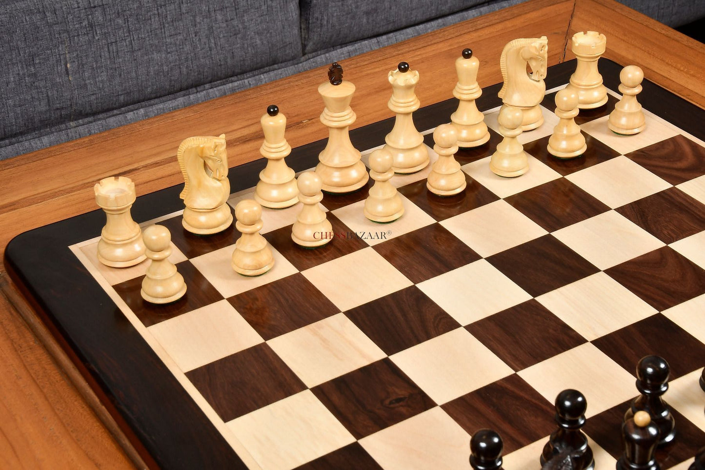Old 1959 Russian Zagreb Staunton Chess Pieces in Rosewood / Natural Boxwood - 3.8" King